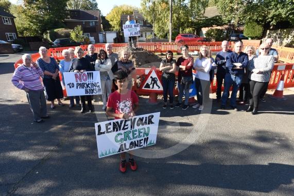 Cippenham Close, Slough. A group of residents are furious about Slough Borough Council&rsquo;s plans to put in five new car parking spaces over a green in Cippenham Close which they say they do not want.