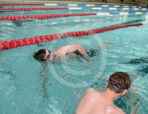 A Swimmer completes a length.The 22nd  Windsor Lions Annual Swimathon.Windsor Leisure centre, Clewer Mead, Stovell Rd, Windsor.