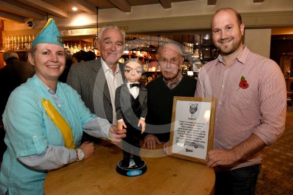 The character Parker from Thuderbirds was inspired by a wine waiter at the Kings Arms called Arthur. Gerry Adams used to frequent the pub. The Kings Arms, Cookham High Street. L-R Jane Brewer (local fan), Chris Gowers - General Manager, Voice actor David Graham, who played Parker and Jamie Anderson, son of Gerry