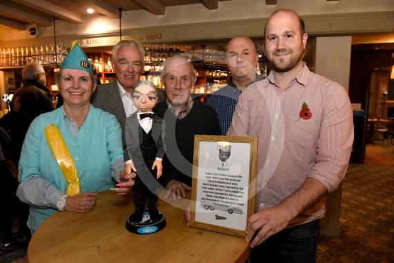 The character Parker from Thuderbirds was inspired by a wine waiter at the Kings Arms called Arthur. Gerry Adams used to frequent the pub. The Kings Arms, Cookham High Street. L-R Jane Brewer (local fan), Chris Gowers - General Manager, Voice actor David Graham, who played Parker, Craig Johnson - organised plaque) and Jamie Anderson, son of Gerry