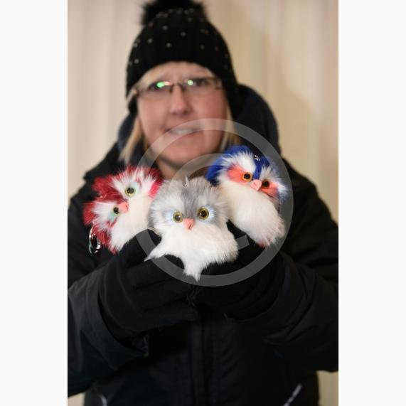 Slough Borough Council Events Officer Lynsey Hallewell holds toy owls from one of the stalls at the Festive Fun event.Slough Borough Council&rsquo;s Festive Fun event.Slough Town Square and Slough High Street.