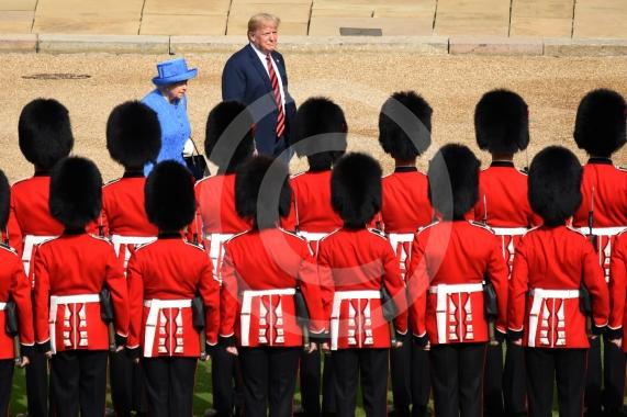 The visit of the President of the United States of America , Mr Donald Trump and the First Lady, Mrs Melania Trump. They are met by The Queen. Windsor Castle, 13th July 2018Photo : Ian Longthorne
