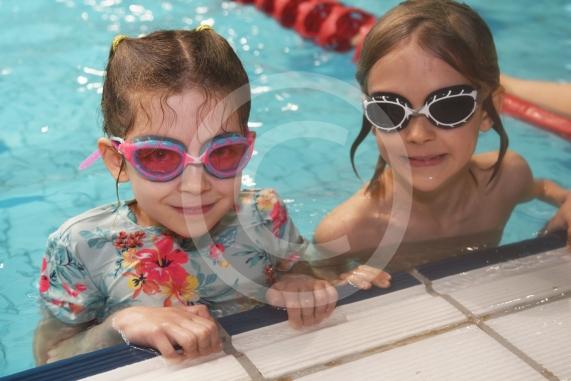 LtoR Sophia Palmer-Watts, seven and Max Palmer-Watts, nine.The 34th Maidenhead Swimarathon at the  Magnet Leisure Centre, Holmanleaze, Maidenhead. 