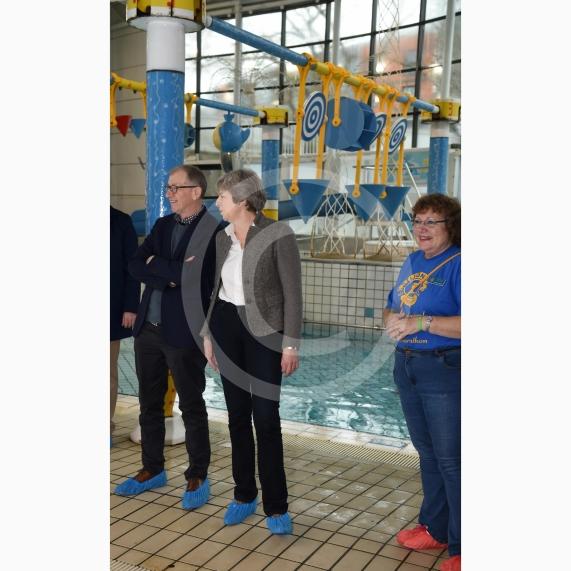 The Prime Minister Theresa May and Philip May visit the 34th Maidenhead Swimarathon at the  Magnet Leisure Centre, Holmanleaze, Maidenhead. 