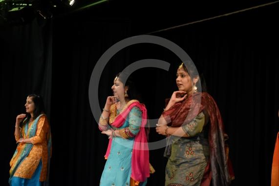 Shweta Jain and Jyotsna Sharma perform a dance to a Punjabi Bhangra song.Dancers perform to celebrate new year at The Hindu Society, St Piran's School, Gringer Hill, Maidenhead.
