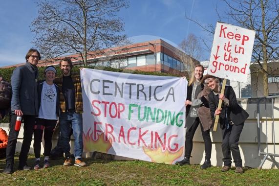 Anti-fracking network Reclaim the Power assembling a 4-metre fracking rig to blockade the Centrica HQ, protesting against the company's £100 million financing to fracking firm Cuadrilla. Pictures by Emma Sheppard