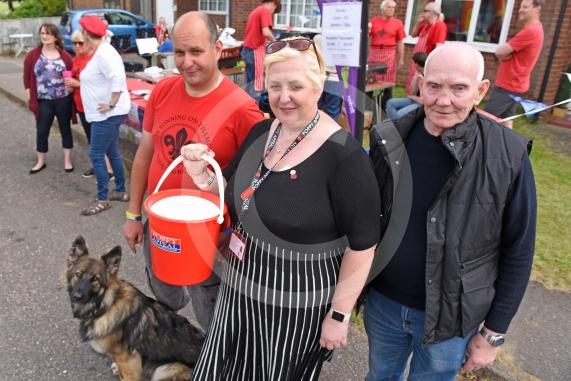 Organiser Penny Adams with dad Arthur and brother Richard. Sonning Street Party held to mark 75 years since D-Day. Picture by Emma Sheppard