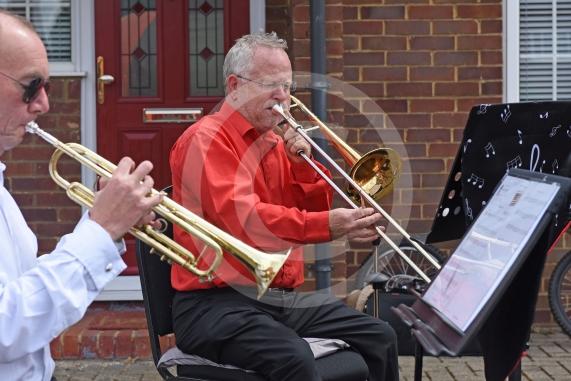 5T Brass band. Sonning Street Party held to mark 75 years since D-Day. Picture by Emma Sheppard