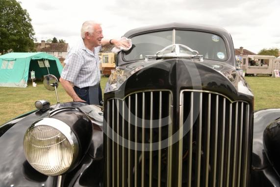 Deryck Swainson with his 1939 Packard Swainson car.Cippenham Carnival, Mercian Way Park, Slough.