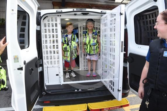 An emergency services day will take place at Maidenhead Station. The public can view a range of vehicles, appliances and equipment, and meet emergency service staff. Organised by Great Western Railway. L-R PC Cook, Aran Esterhuysen 6, Bella Esterhuysen 8, PCSO Andrews