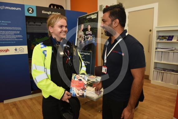 The council will be celebrating World Mental Health Day. The Curve, William St, Slough. PCSO Adcock, Adnan Faisal, Solutions 4 Health