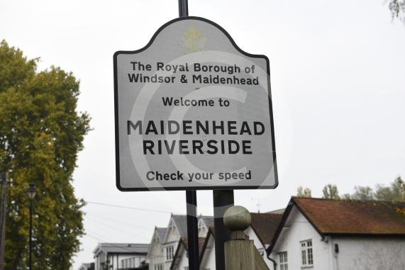 Maidenhead Riverside sign on Ray Mead Road, near Maidenhead Bridge.