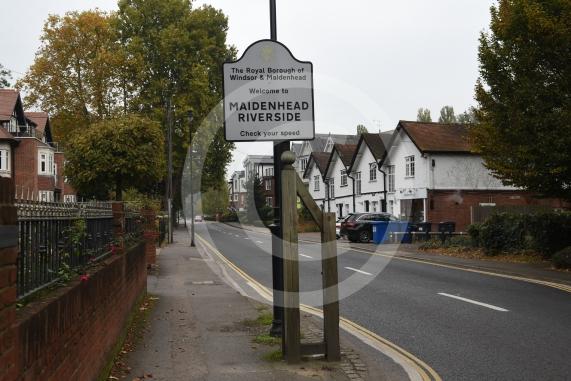 Maidenhead Riverside sign on Ray Mead Road, near Maidenhead Bridge.