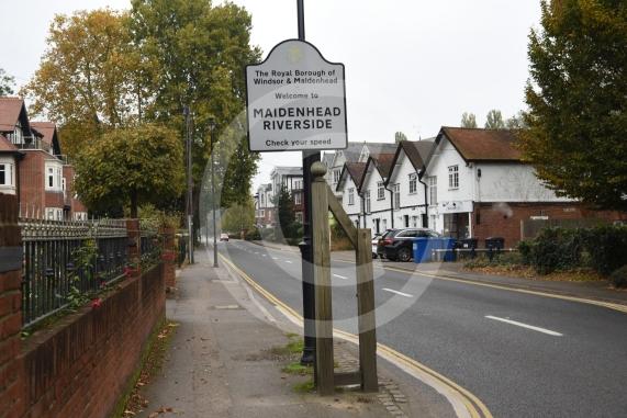 Maidenhead Riverside sign on Ray Mead Road, near Maidenhead Bridge.