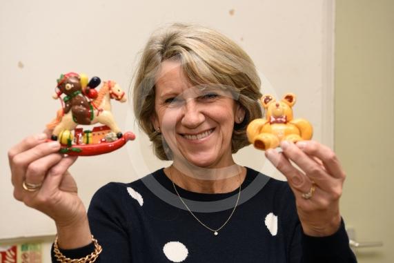 Claire Phillpott with her Christmas decorations made from bread dough.Cookham Dean Church Autumn Fair.Cookham Dean Village Hall, Cookham Dean.