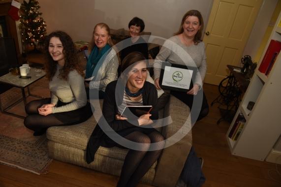 Nelly Semaille who has a pop-up shop in the Craft Coop but is aiming to open a zero waste shop in the new year. Maidenhead. L-R Sam Greenslade, Sophie Ibison, Caroline Lyall, Nelly Semaille, Maria Evans