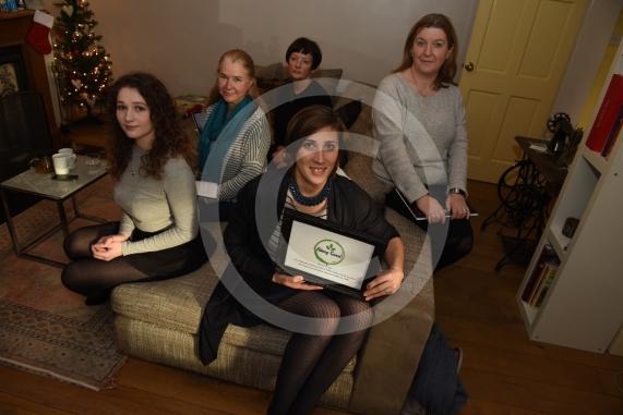 Nelly Semaille who has a pop-up shop in the Craft Coop but is aiming to open a zero waste shop in the new year. Maidenhead. L-R Sam Greenslade, Sophie Ibison, Caroline Lyall, Nelly Semaille, Maria Evans