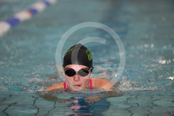 Cath Todd swims a length of the pool.Maidenhead Lions Club Swimarathon 2019.Magnet Leisure Centre, Holmanleaze, Maidenhead