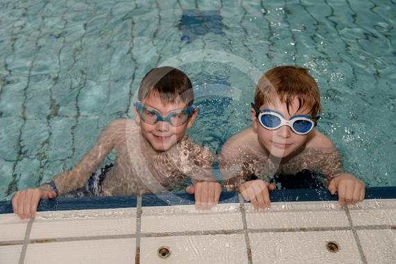 LtoR Leo McGarry, eight and Alexander Boddy, nineMaidenhead Lions Club Swimarathon 2019.Magnet Leisure Centre, Holmanleaze, Maidenhead