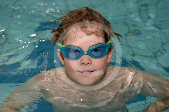 Morgan Humphries,10, finish another length.Maidenhead Lions Club Swimarathon 2019.Magnet Leisure Centre, Holmanleaze, Maidenhead
