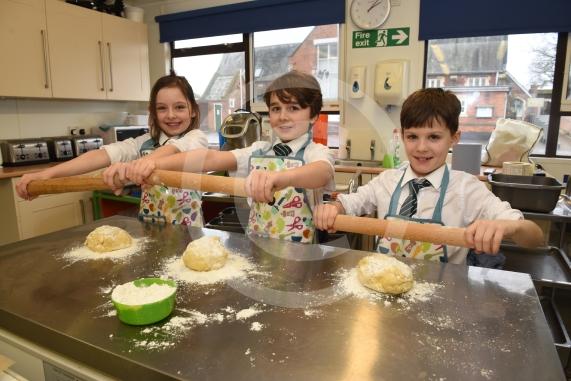 Children making biscuits for the homeless. Braywood C of E First School,  Oakley Green Rd, Oakley GreenGrace Ledger Barker 8, Cam Foster 9, Henry Kieran 9
