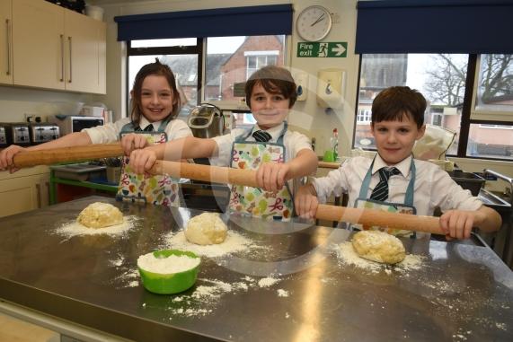 Children making biscuits for the homeless. Braywood C of E First School,  Oakley Green Rd, Oakley GreenGrace Ledger Barker 8, Cam Foster 9, Henry Kieran 9