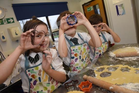 Children making biscuits for the homeless. Braywood C of E First School,  Oakley Green Rd, Oakley GreenGrace Ledger Barker 8, Cam Foster 9, Henry Kieran 9