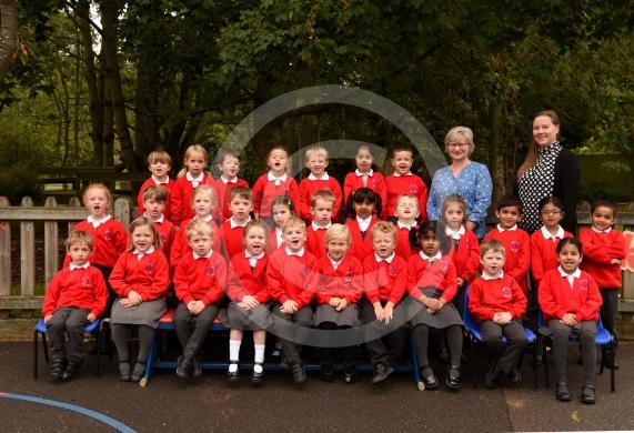 Caterpillar Class.Class, LtoR Teaching Assisitant Mrs Alison Hallam and Class Teacher Miss Laura Parsons.Furze Platt Junior School, Oaken Grove, Maidenhead. 
