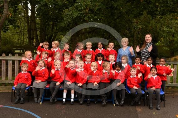 Caterpillar Class.Class, LtoR Teaching Assisitant Mrs Alison Hallam and Class Teacher Miss Laura Parsons.Furze Platt Junior School, Oaken Grove, Maidenhead. 