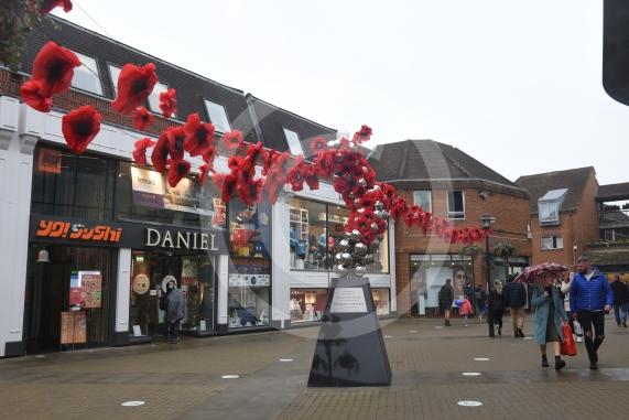 Windsor Yards Shopping Centre, Windsor town centre. Poppy display