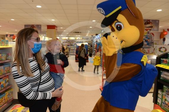 Daniels Department Store, 121-125 Peascod Street, Windsor. Daniels Christmas shopping party is going ahead with COVID-19 safety measures in place.Augustus Blake 18mnths, Abigail Dow, Chase from PAW Patrol