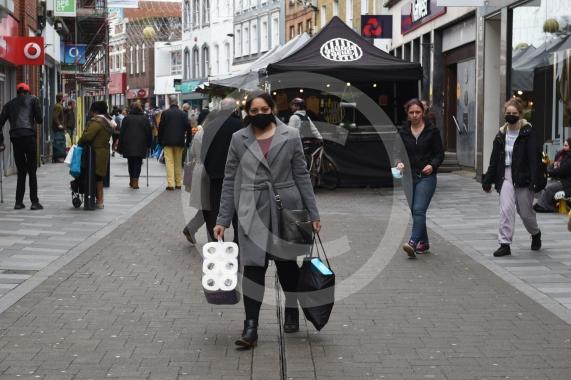 Shots of closed shops and High Street, Maidenhead
