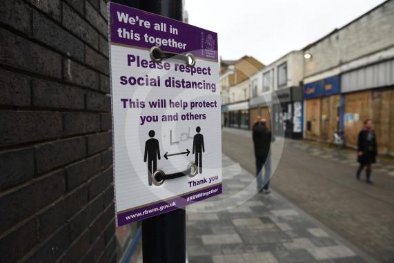 Shots of closed shops and High Street, Maidenhead