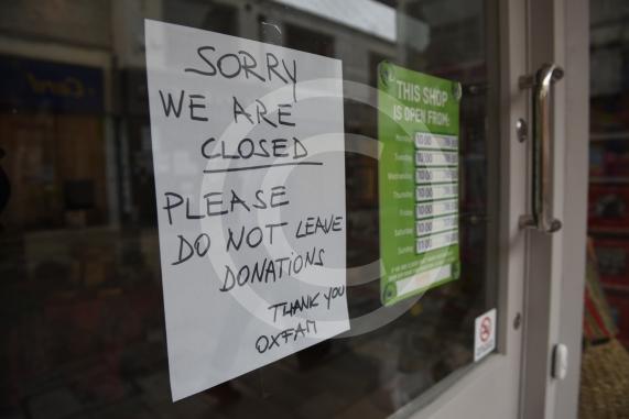 Shots of closed shops and High Street, Maidenhead
