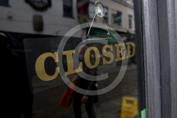 Shots of closed shops and High Street, Maidenhead