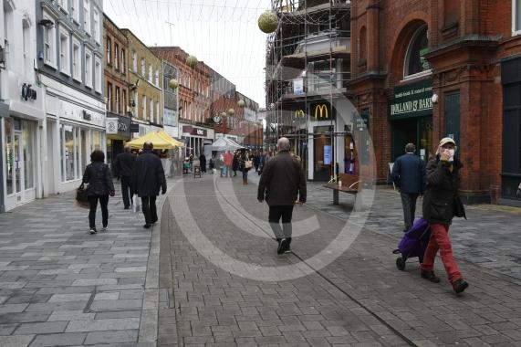 Shots of closed shops and High Street, Maidenhead