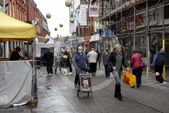 Shots of closed shops and High Street, Maidenhead