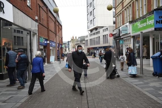 Shots of closed shops and High Street, Maidenhead