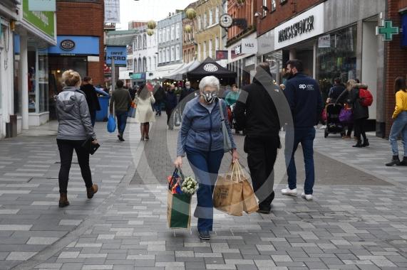 Shots of closed shops and High Street, Maidenhead