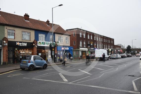 Site shots of shops/takeaways on Farnham Rd, Slough 