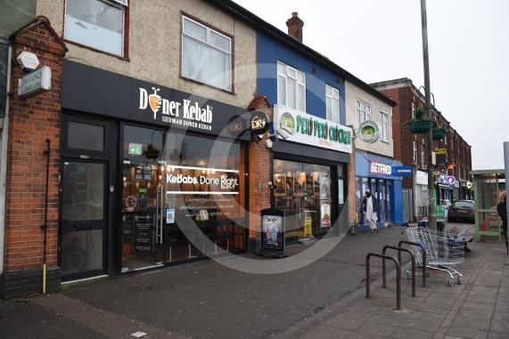 Site shots of shops/takeaways on Farnham Rd, Slough 