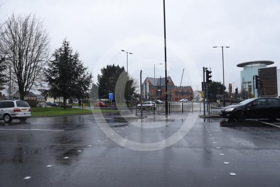 Wellington Street Roundabout, Slough (next to big Sainsburys), traffic can drive through the middle. The Road through the middle of the roundabout is going to be closed to traffic for about a week later in February.