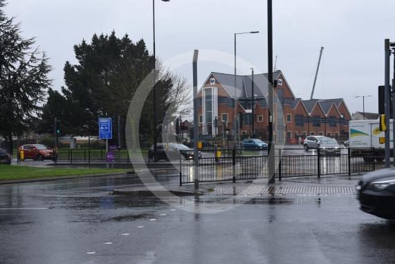 Wellington Street Roundabout, Slough (next to big Sainsburys), traffic can drive through the middle. The Road through the middle of the roundabout is going to be closed to traffic for about a week later in February.