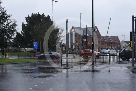 Wellington Street Roundabout, Slough (next to big Sainsburys), traffic can drive through the middle. The Road through the middle of the roundabout is going to be closed to traffic for about a week later in February.
