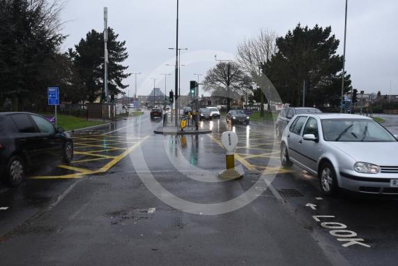 Wellington Street Roundabout, Slough (next to big Sainsburys), traffic can drive through the middle. The Road through the middle of the roundabout is going to be closed to traffic for about a week later in February.