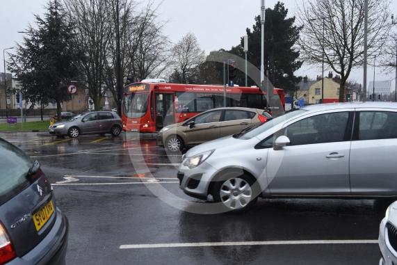 Wellington Street Roundabout, Slough (next to big Sainsburys), traffic can drive through the middle. The Road through the middle of the roundabout is going to be closed to traffic for about a week later in February.