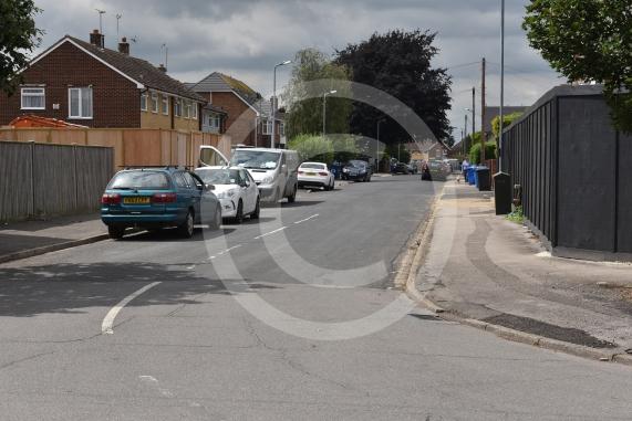 Victoria Road, Eton Wick, Windsor, for public notices at its junction with Princes Close where the road closure is set to be.