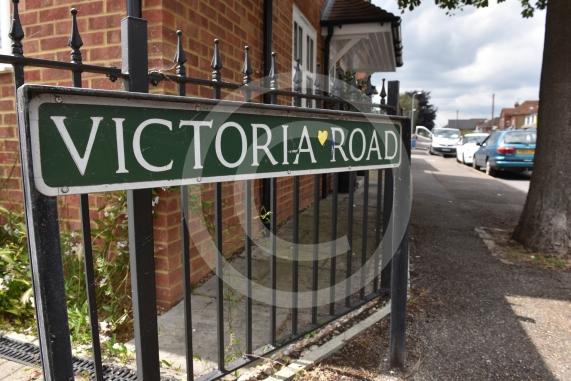 Victoria Road, Eton Wick, Windsor, for public notices at its junction with Princes Close where the road closure is set to be.