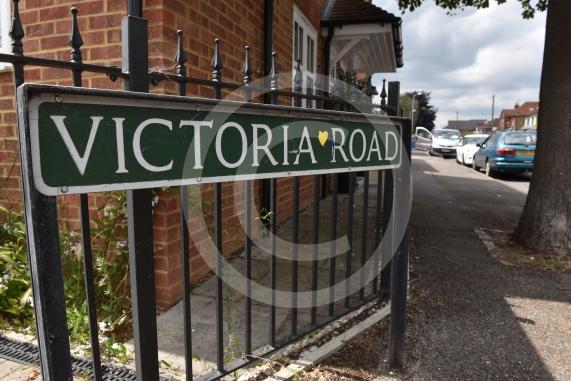 Victoria Road, Eton Wick, Windsor, for public notices at its junction with Princes Close where the road closure is set to be.