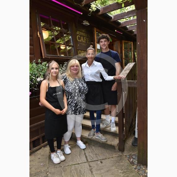 Staff at Jenners Café in Maidenhead for a piece on reopening. Ray Mead Road, MaidenheadL-R Issy Howe, Shirley Webb, Marion Farley, Jasper May